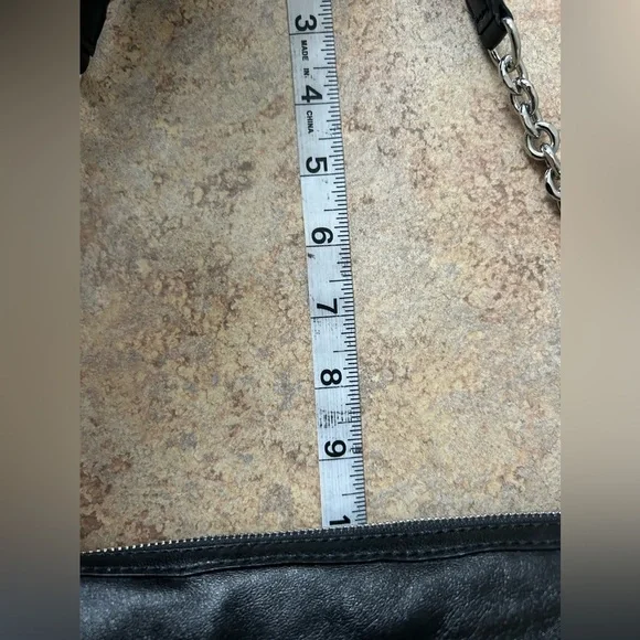 DKNY Black Leather Fold Over Women's Shoulder Bag NWOT - Picture 6 of 15